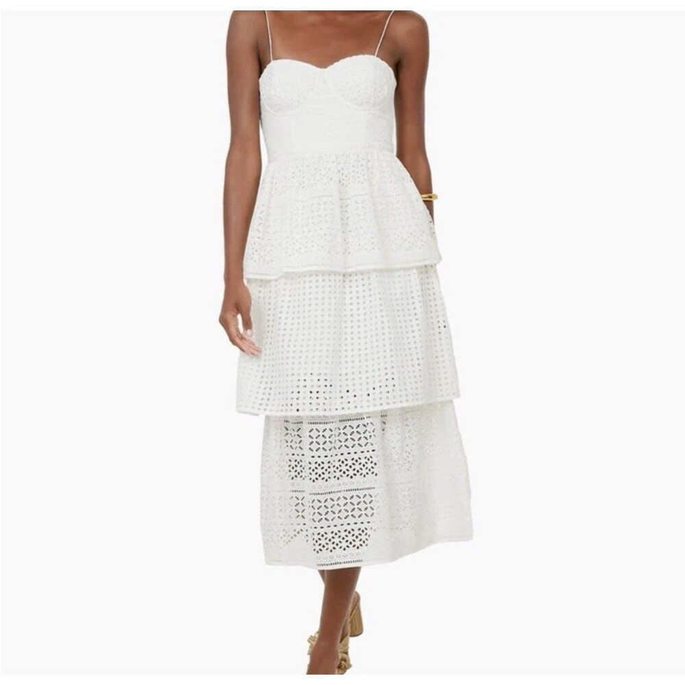 Self-Portrait Cotton Broderie Anglaise Midi Dress